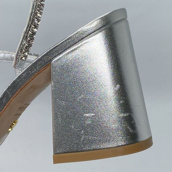 Stuart Weitzman Embellished Metallic Leather Sandals size 6 - Picture 8 of 11